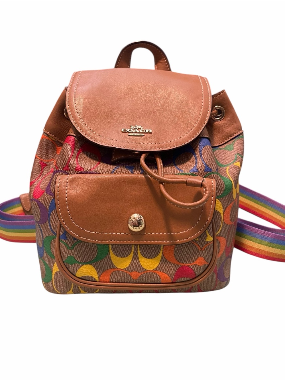 Coach Limted Edition Rainbow Signature Canvas Mini Pennie 22 Backpack
